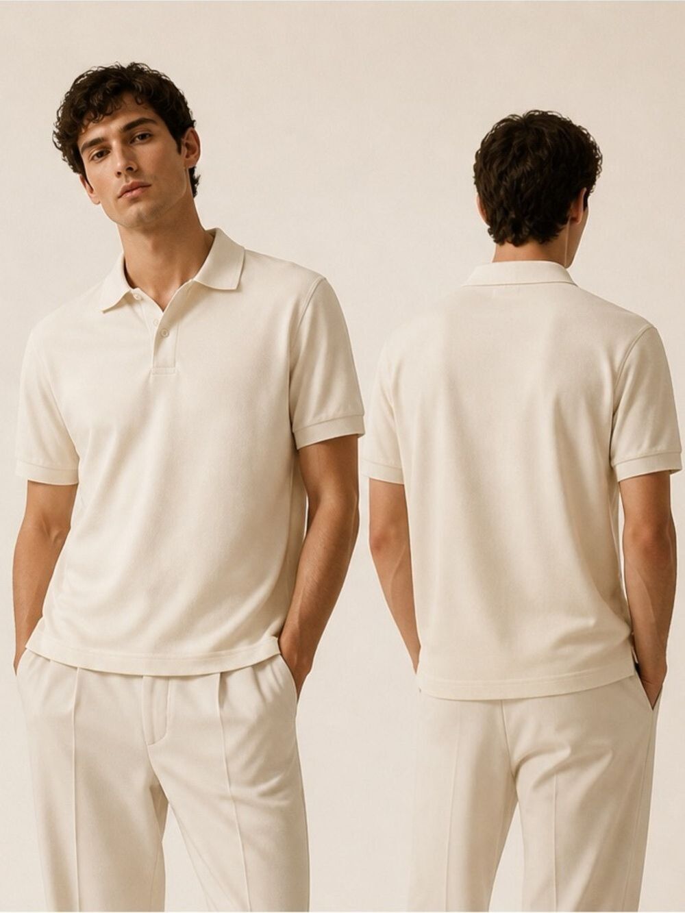 Beverly Hills Polo Club Men's Short Sleeve Polo Off White Beige XXL Minor Spot